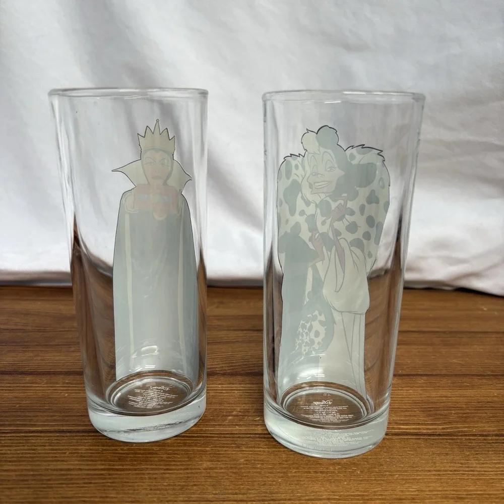 Disney Villains Silver Buffalo Evil Queen & Cruella 10 Oz Glasses Set of 2